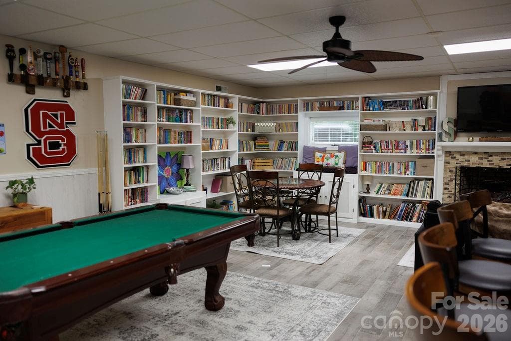 Recreational room with gas fireplace - Kings Mountain