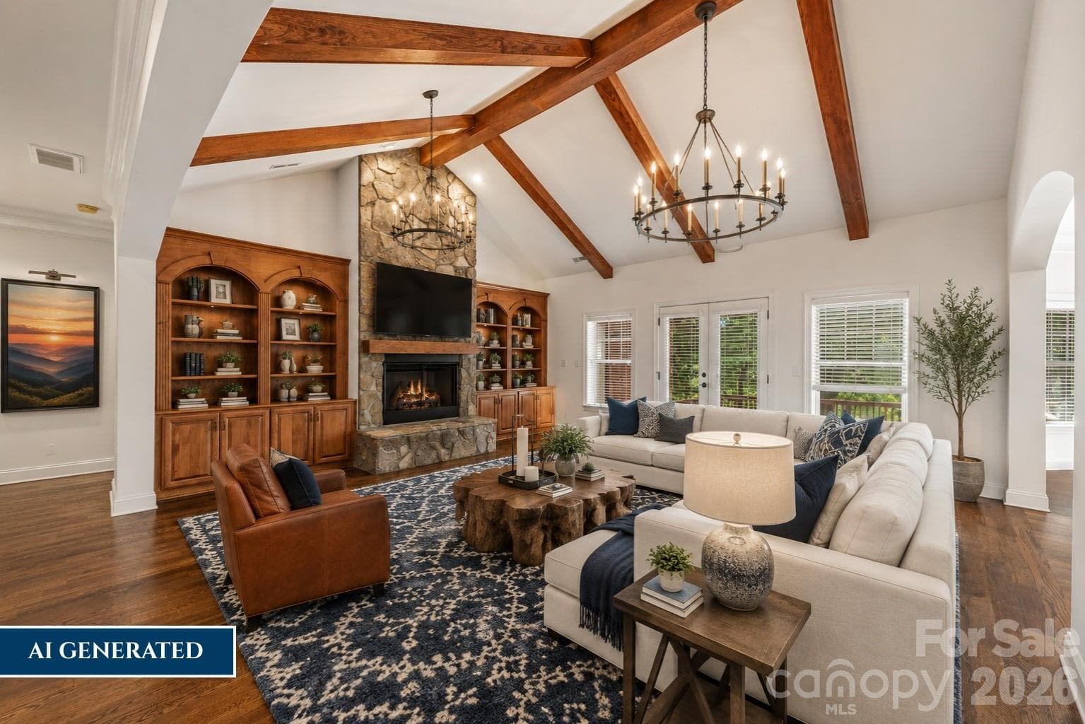 AI Generated - Lighting, Bookcase, all Furnishings. - 4709 Rockwood Drive, Waxhaw