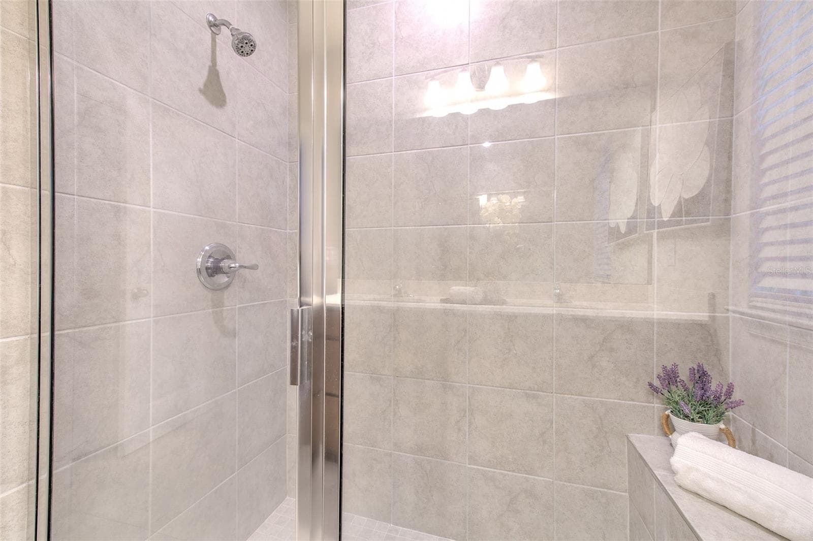 Primary Bathroom Shower with Bench Seat - 11836 BRISTOL BRIDGE RD, SPRING HILL