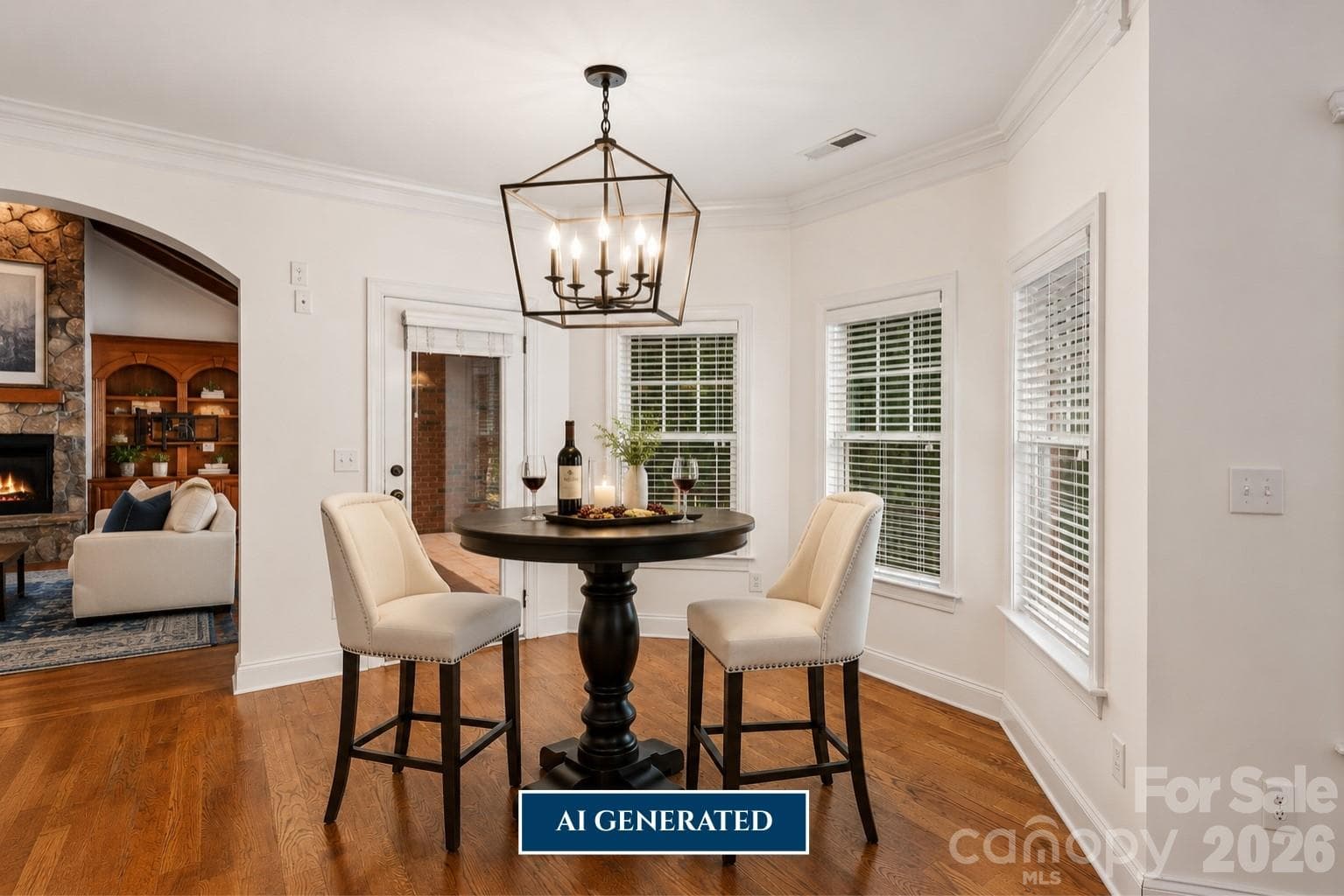 AI Generated with lighting, furniture, and accessories. - 4709 Rockwood Drive, Waxhaw