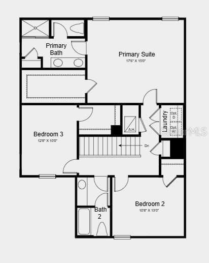 Second Floor Plan - Additional Highlights Include: GE refrigerator, laundry appliance package, extended LVP flooring on the 1st floor, and window blinds throughout the whole house - 9308 CHISWELL TRL, PALMETTO