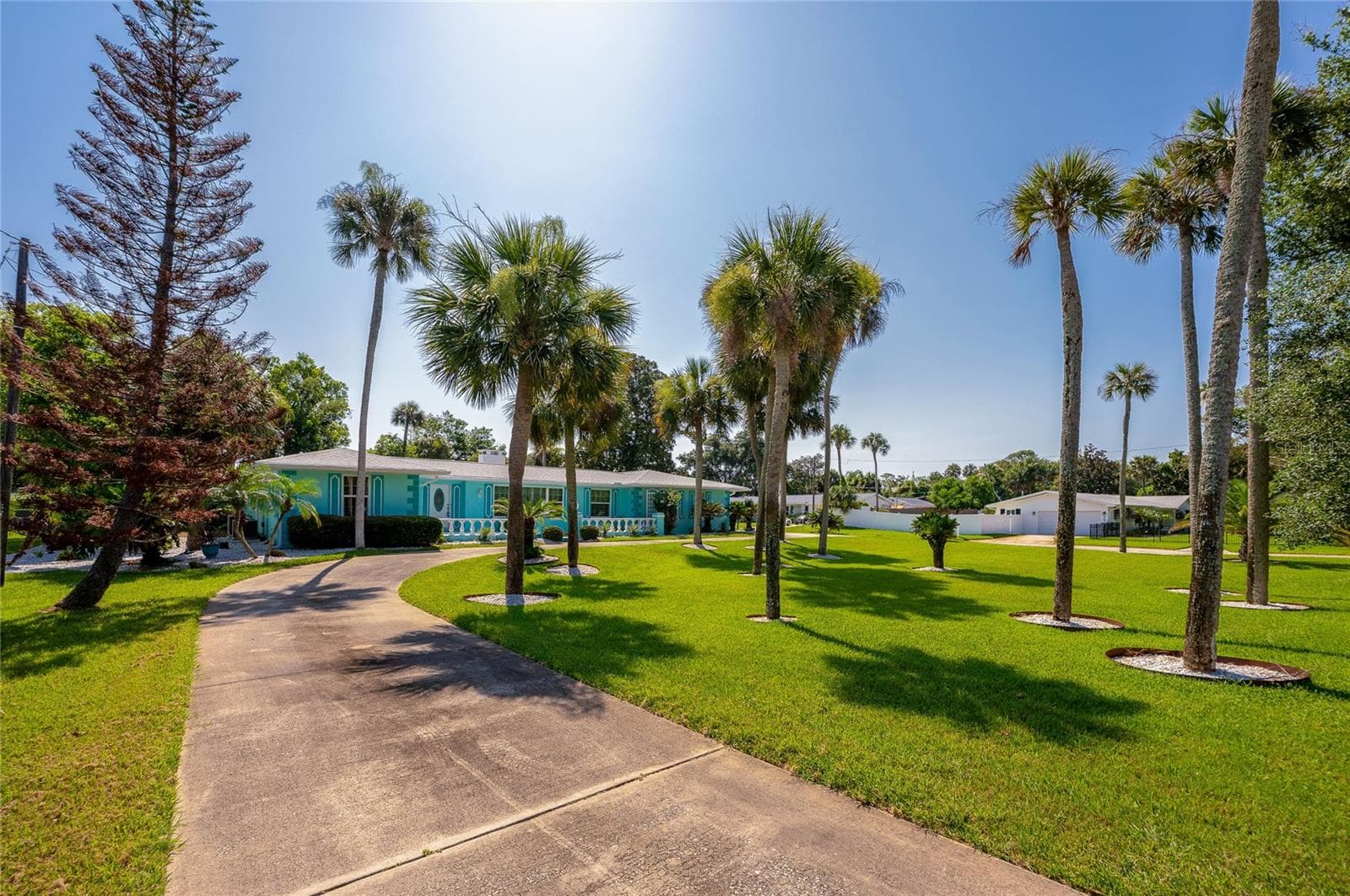 North side long circular driveway - 697 JOHN ANDERSON DR, ORMOND BEACH