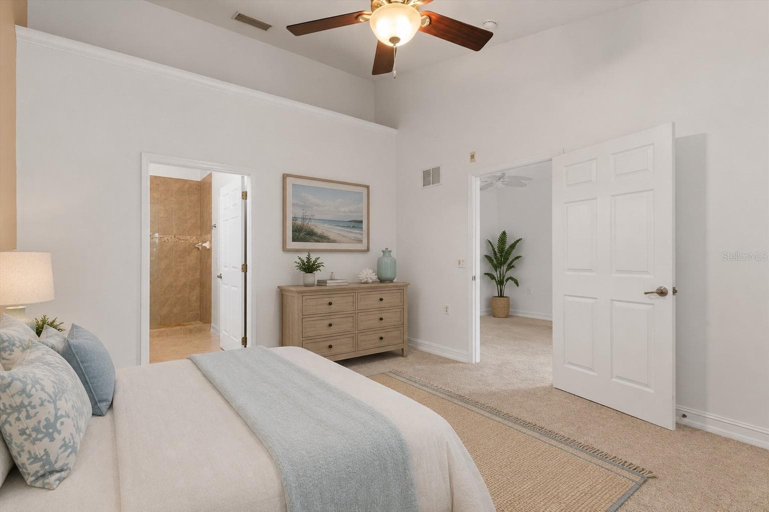 Virtual Staged Primary Bedroom - 7196 N PLUM TREE #321, PUNTA GORDA