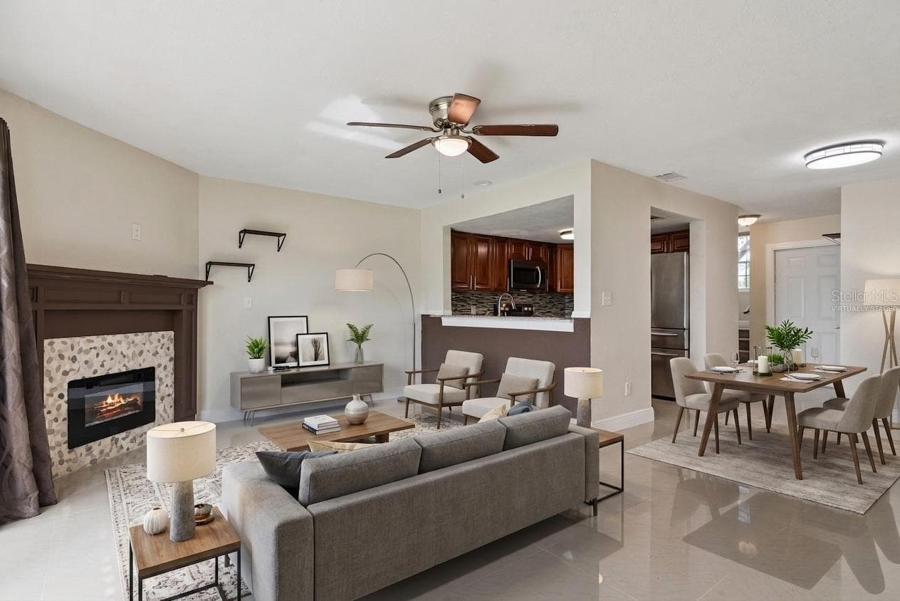 Dining Room/Living Room Combo - Virtually Staged - 214 MAJORS LN #C, KISSIMMEE