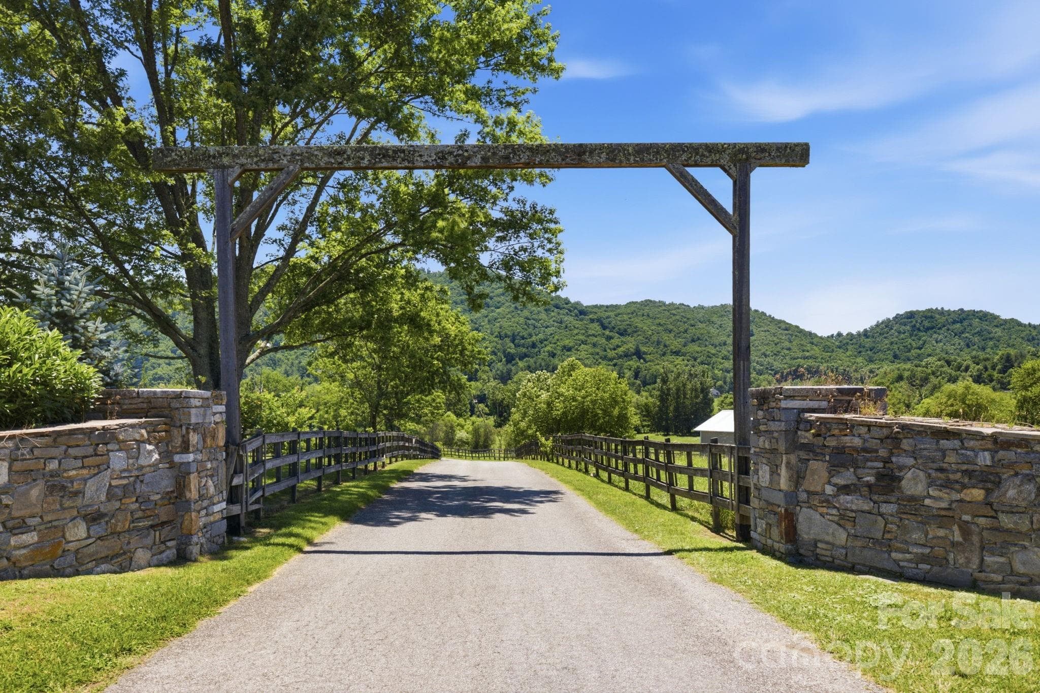 Timber-framed entrance to Cane Creek Ranch - 114 Cane Creek Ranch Drive, Fletcher