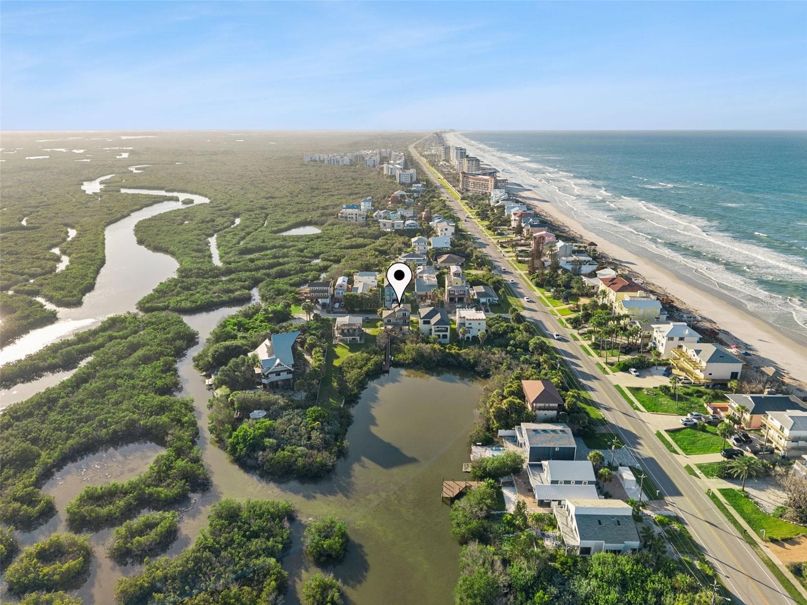 View to the north showing lagoon and proximity to ocean. - 884 CATFISH AVE, NEW SMYRNA BEACH