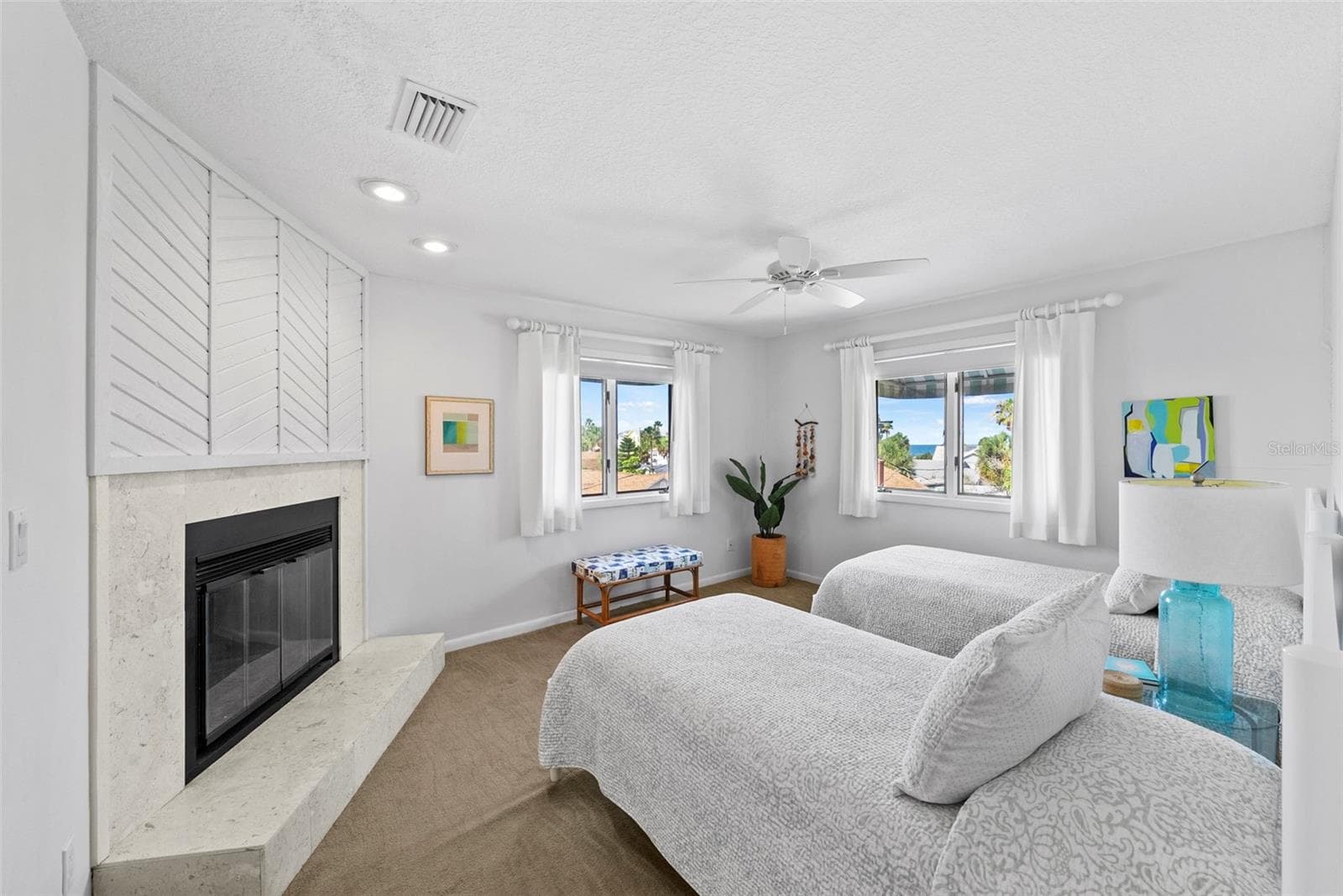 Second Bedroom with Fireplace - 1304 PASS A GRILLE WAY, ST PETE BEACH