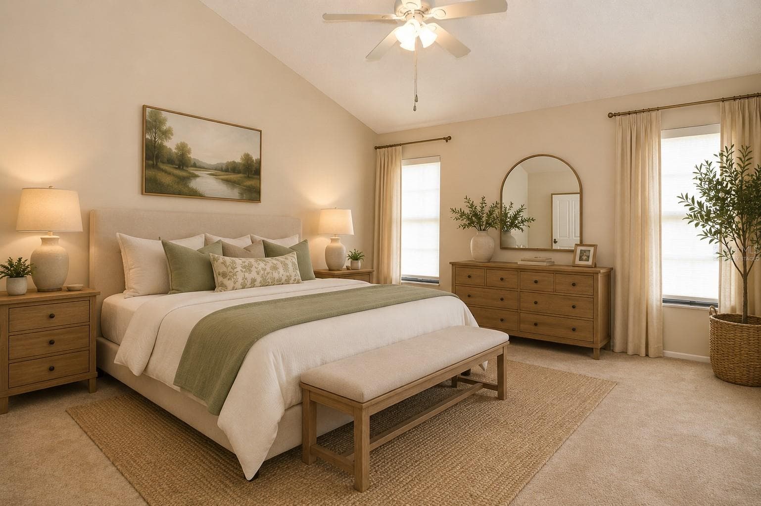 Virtually staged primary bedroom - 5565 SALEM SQUARE DR N, PALM HARBOR