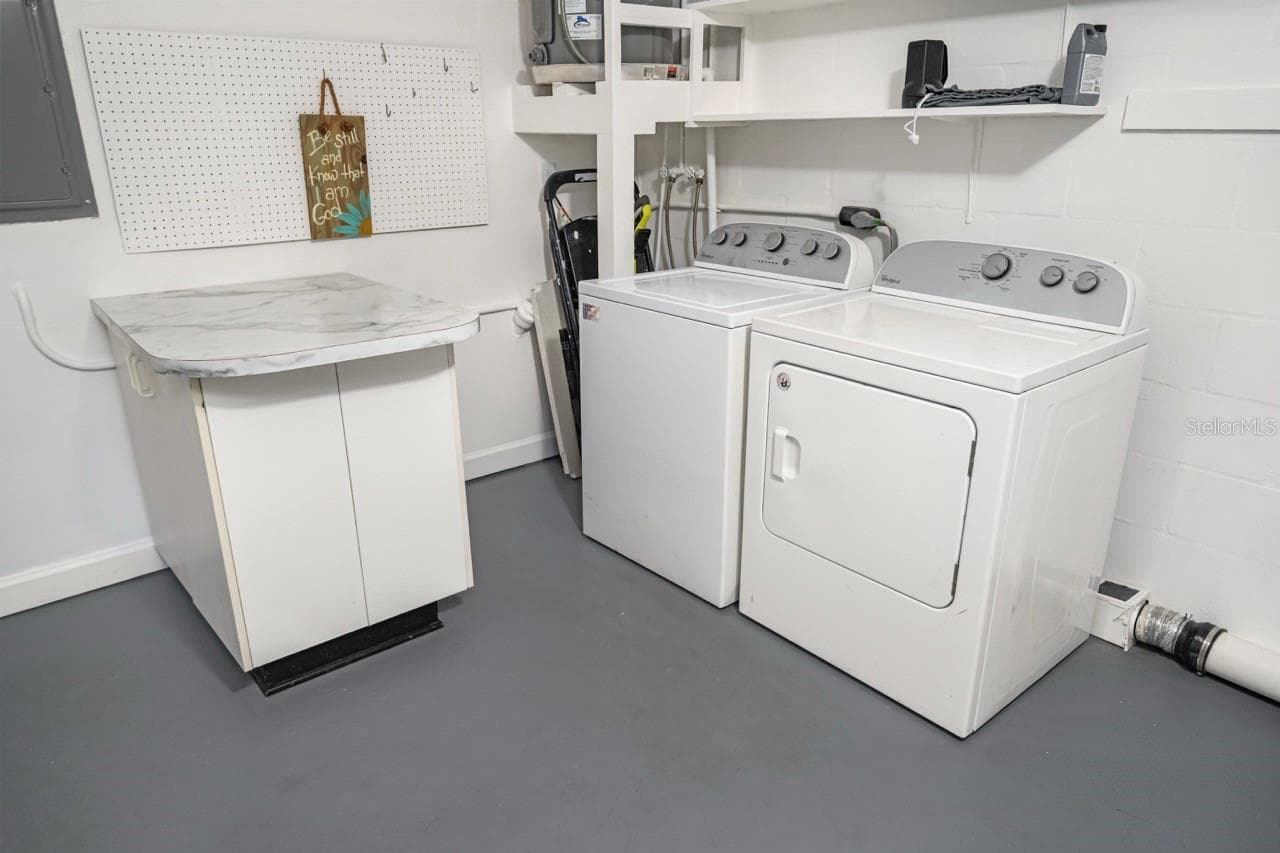 LAUNDRY ROOM IN GARARGE.STILL MORE THAN ENOUGH ROOM FOR YOU CAR, SUV, OR TRUCK. - 8235 BURGUNDY DR N #3, PINELLAS PARK