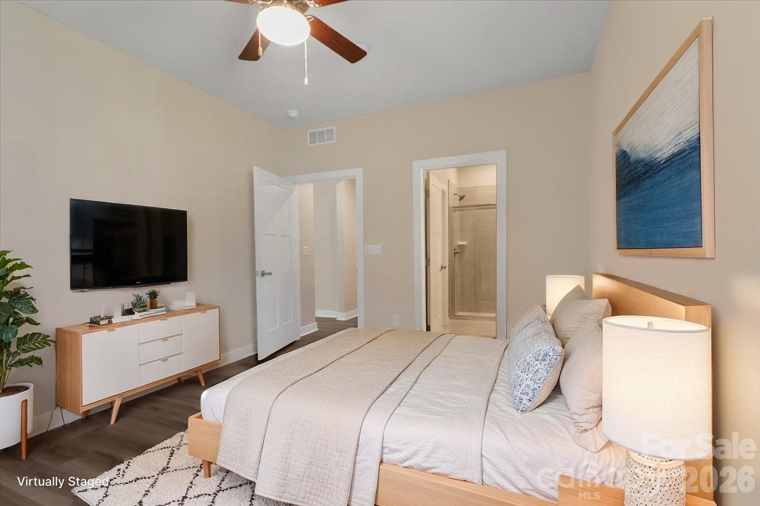 Guest suite on the main level. Virtually staged - Mooresville