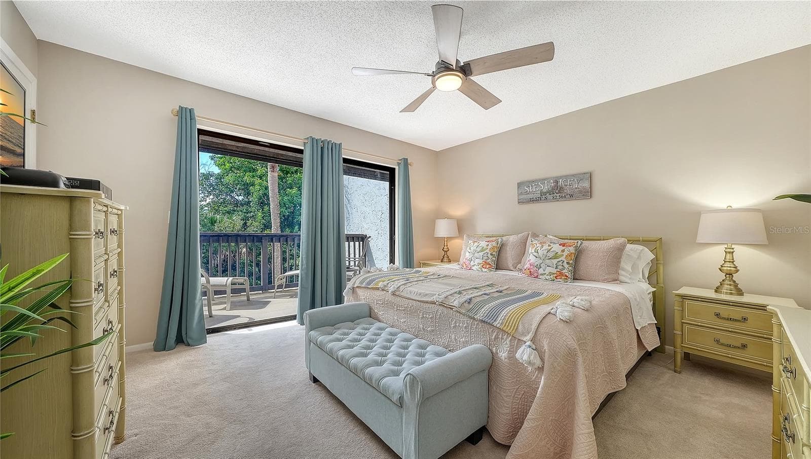 Primary Bedroom, second floor rear with open balcony. - 1646 STICKNEY POINT RD #101, SARASOTA