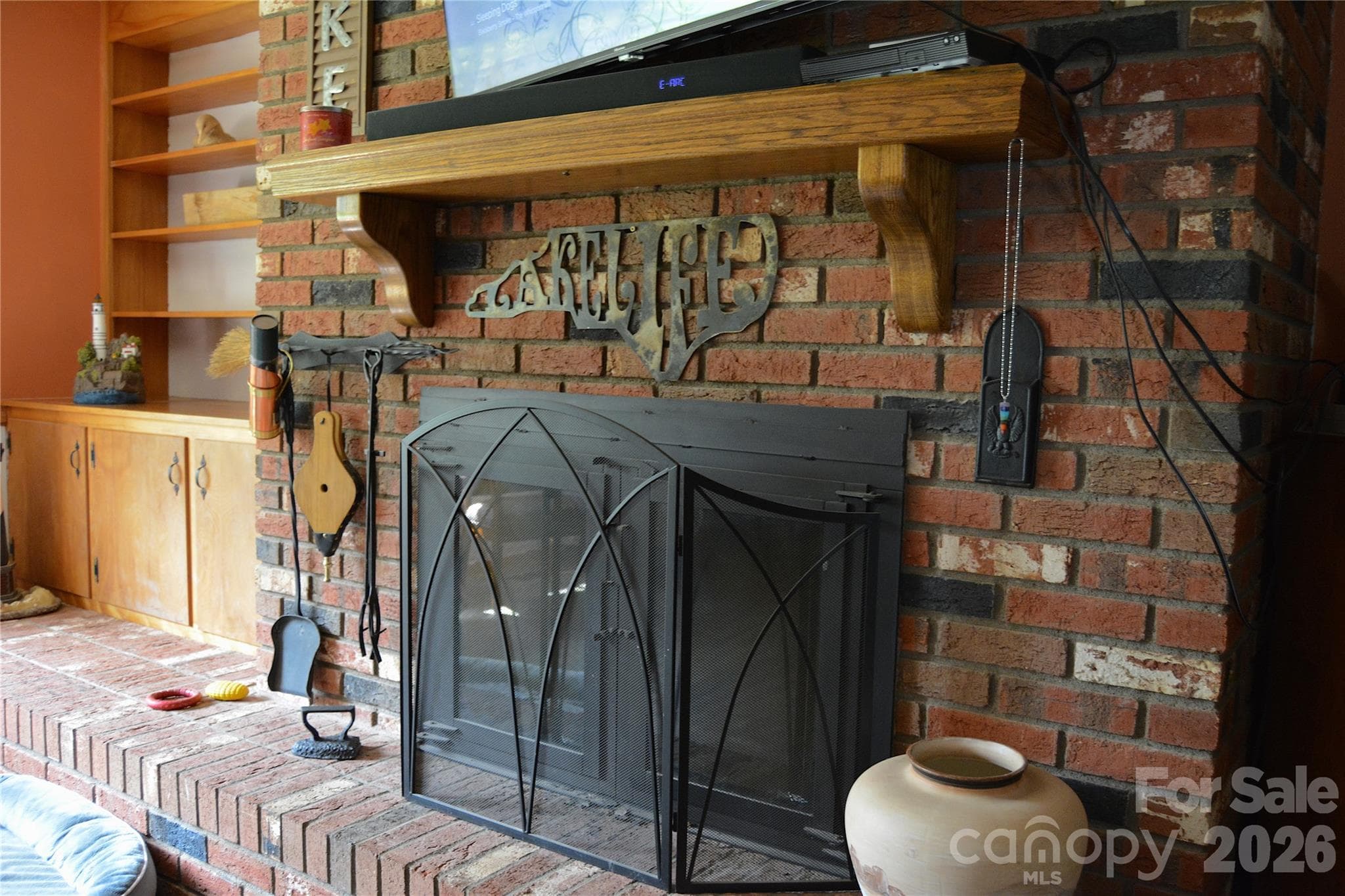 Living room Fireplace - 467 Forest Lake Road, Forest City