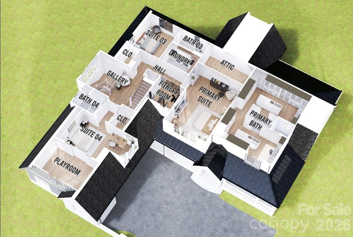 3D second floor, attic area is heated square footage - 104 Sherwood Drive, Huntersville