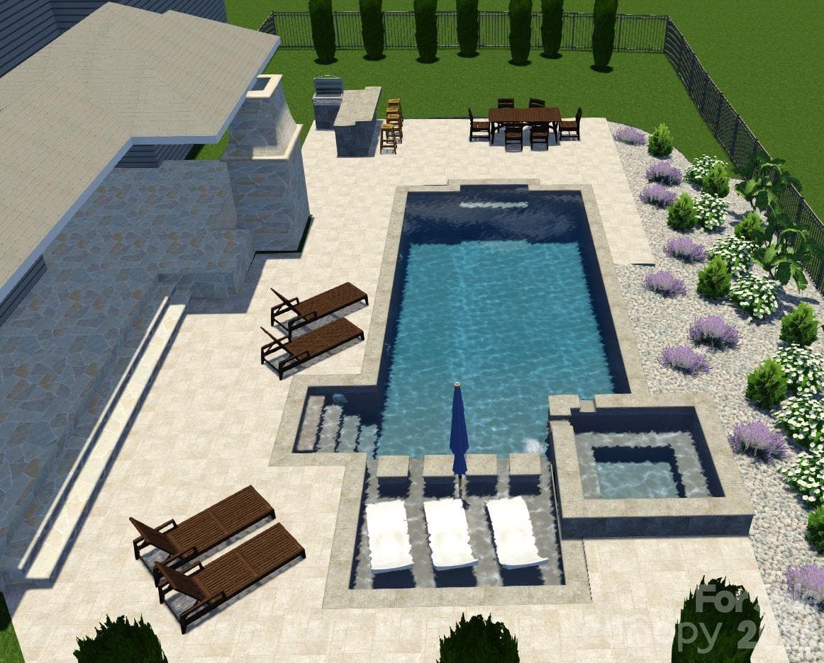 pool design rendering for back yard - 104 Sherwood Drive, Huntersville