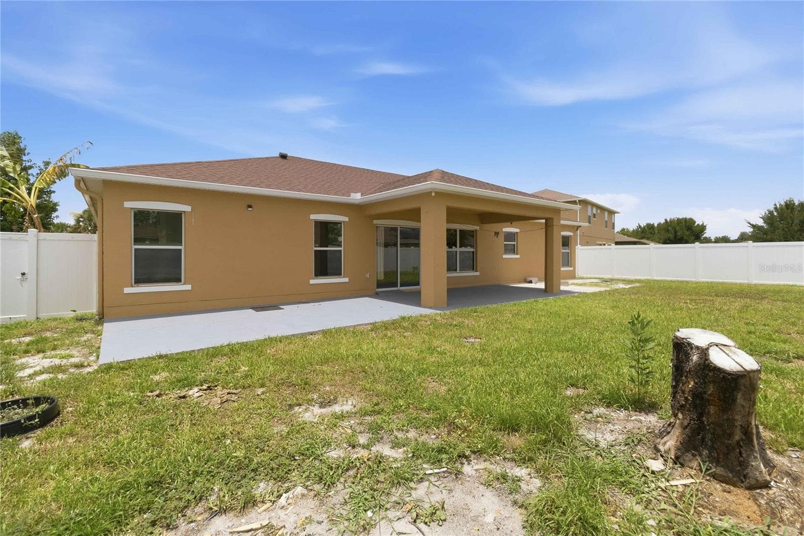 Rear exterior from backyard, covered lanai. fully fenced in - 4069 MARINA ISLE DR, KISSIMMEE