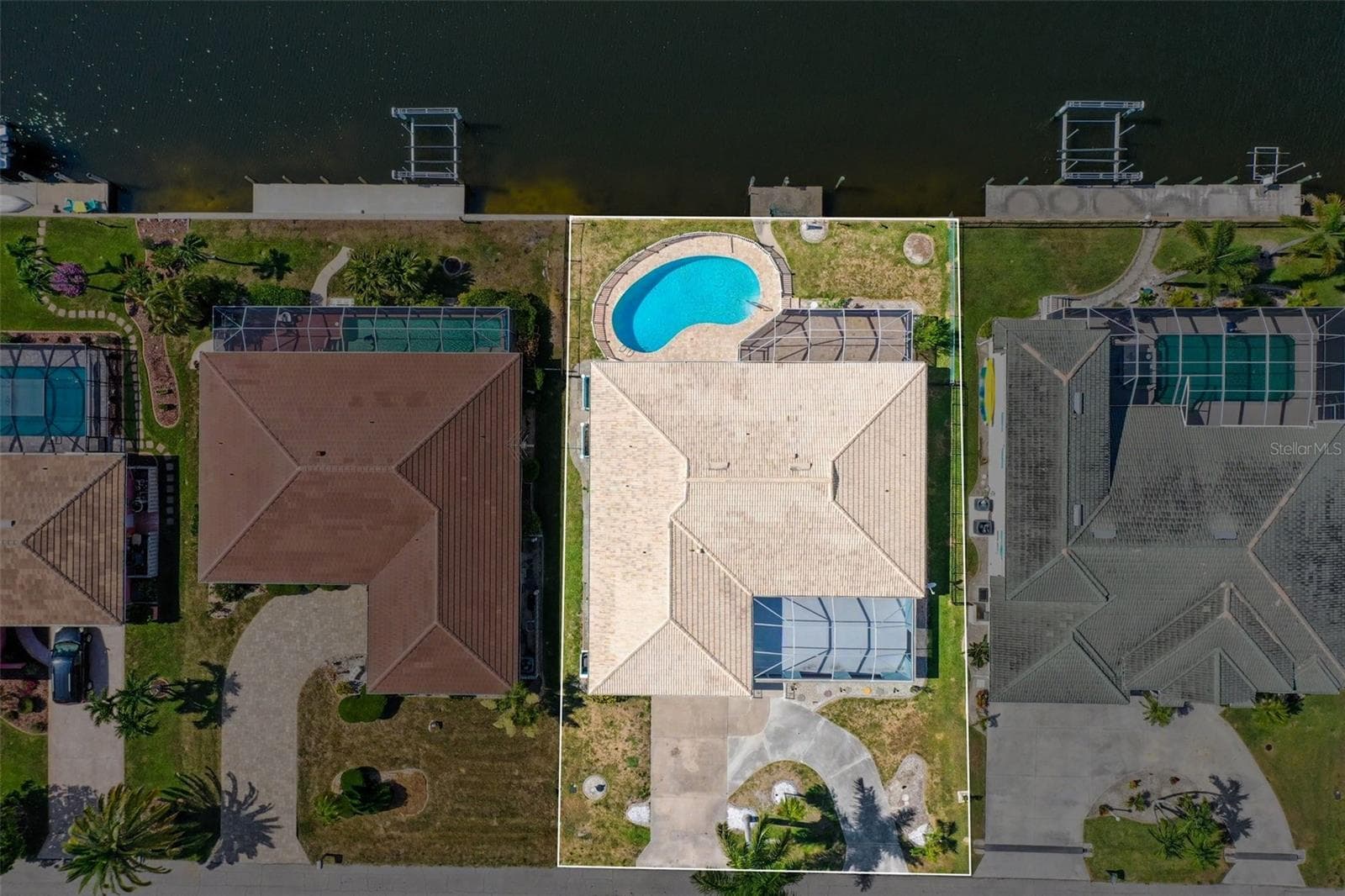 Aerial view looking down at home - 548 BELVEDERE CT, PUNTA GORDA