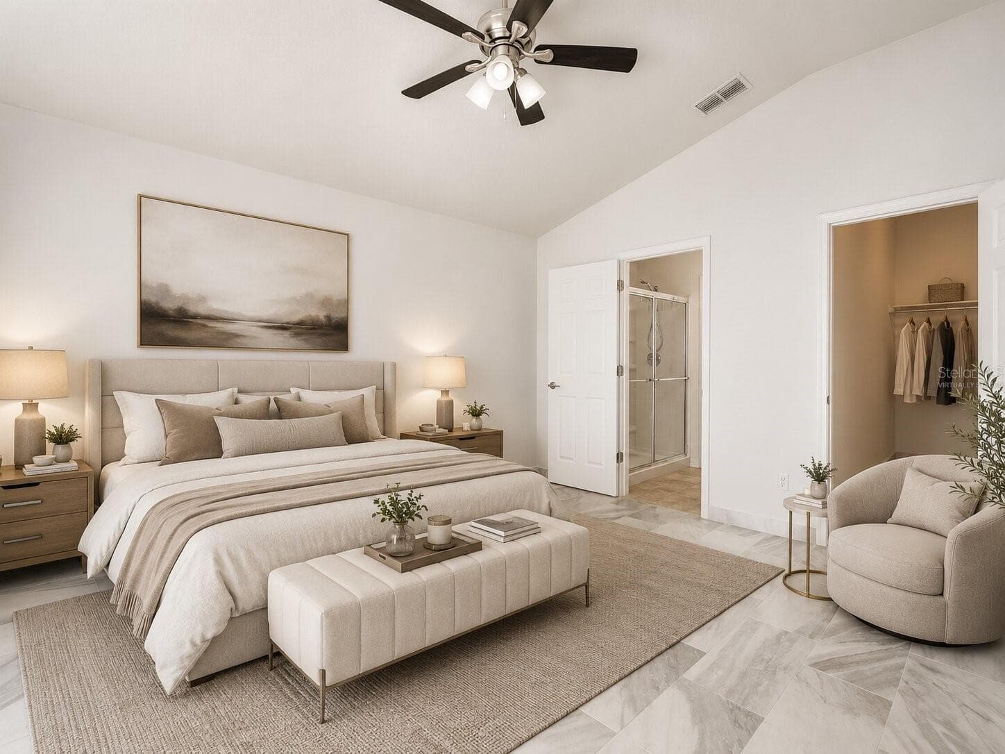 Virtually Staged Bedroom with ensuite bathroom and walk in closet - 2972 SANTA MARIA AVE, CLERMONT