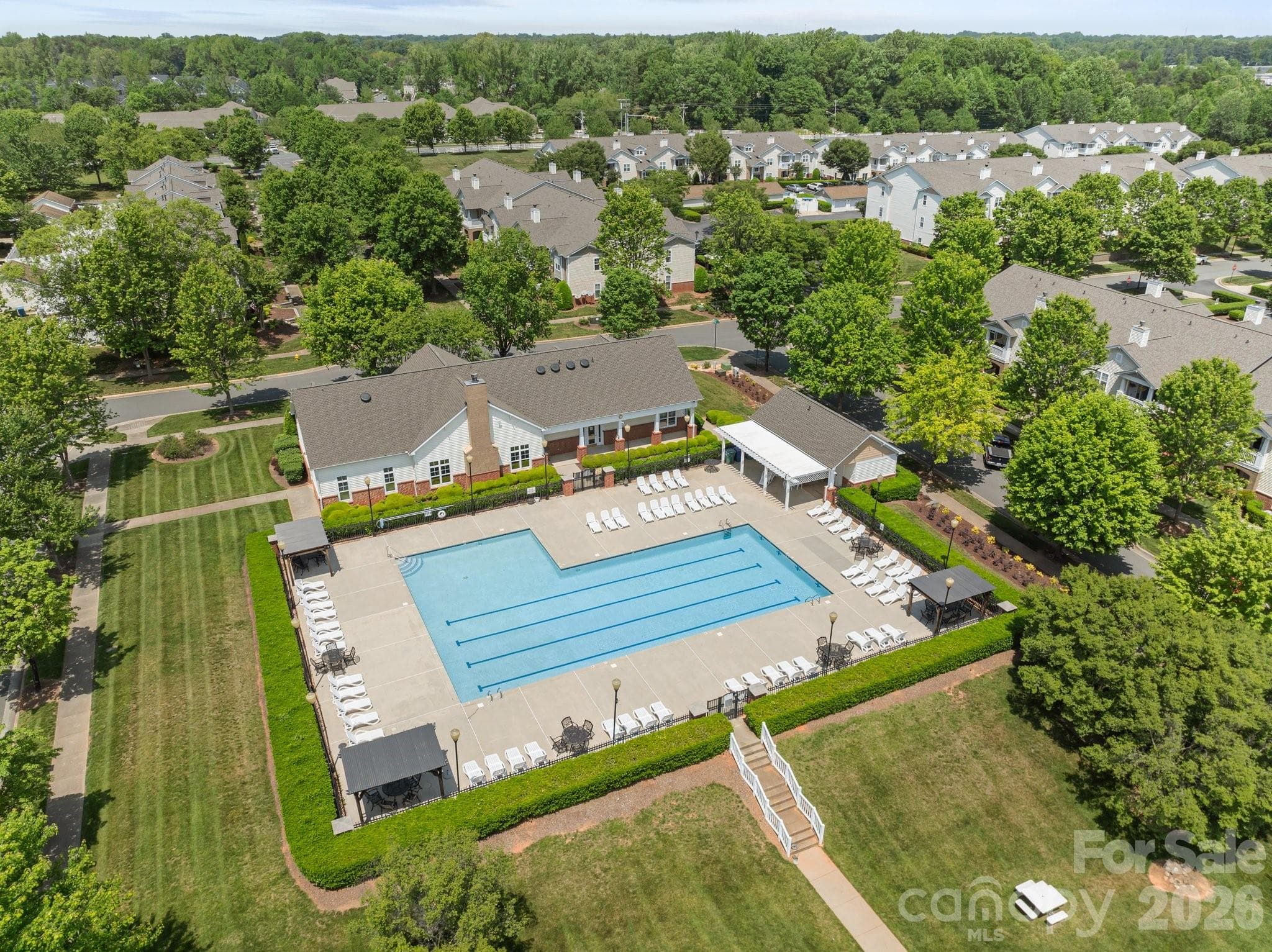 Aerial of Community Pool, Playground/Park, Clubhouse & Fitness Center - 17257 Doe Valley Court, Cornelius
