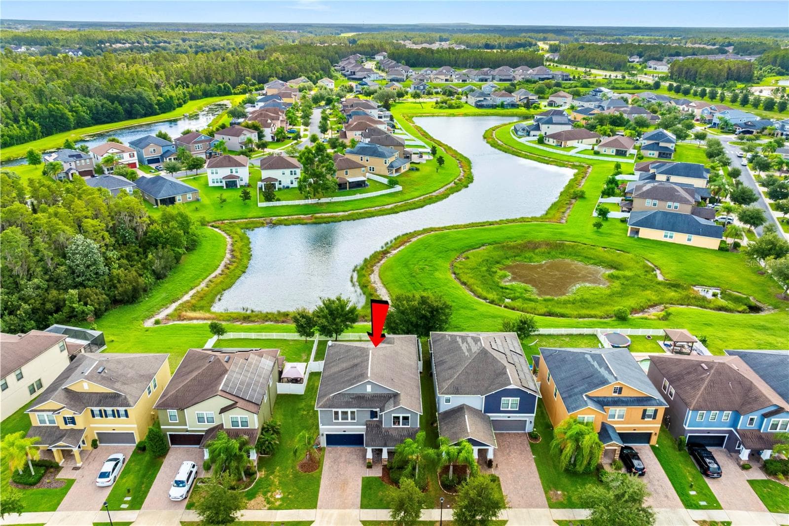 Aerial shot of house front - 19343 PADDOCK VIEW DR, TAMPA
