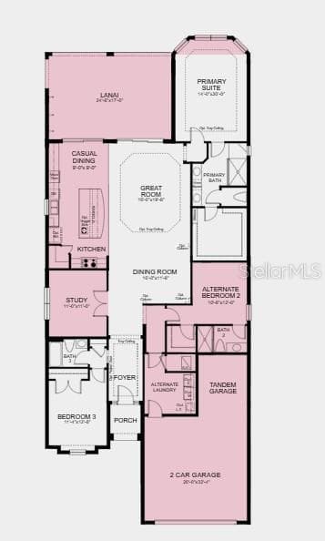 Additional Highlights Include: pool included, tray ceiling package, tandem garage, gourmet kitchen with casual dining extension, 10' ceilings, 8' interior doors, bay window in the primary suite, study in place of flex room, covered extended lanai, outdoor kitchen rough in, pocket door at foyer by bedroom hall, impact glass windows and laundry sink - 3212 VICENZA CT, BRADENTON