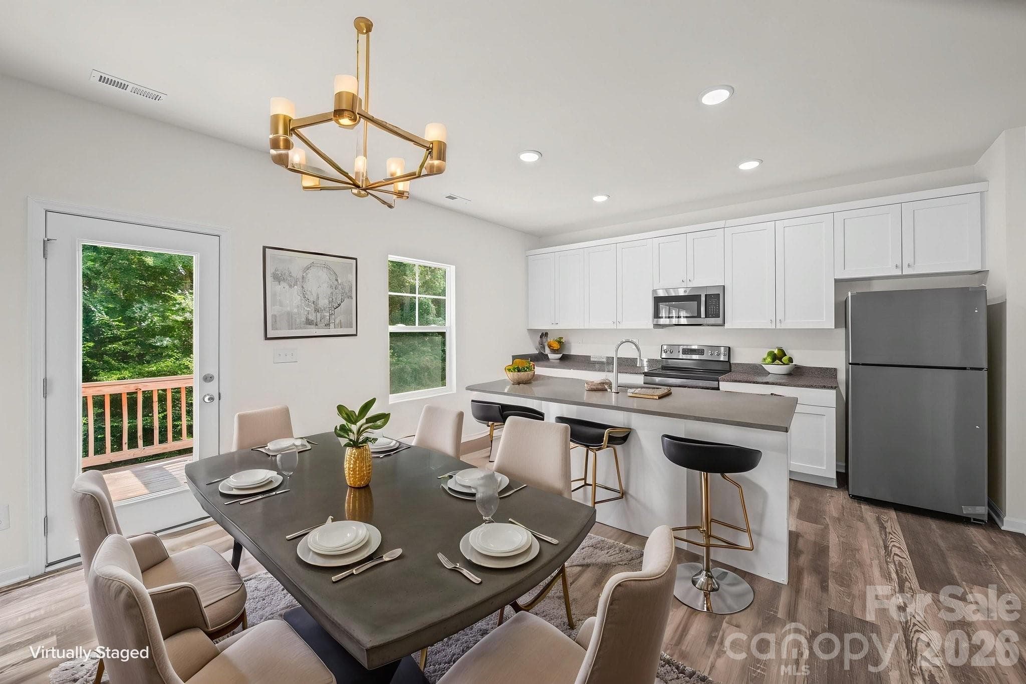 Kitchen and Dining Room - Virtually Staged - 7813 E Lane Drive, Charlotte