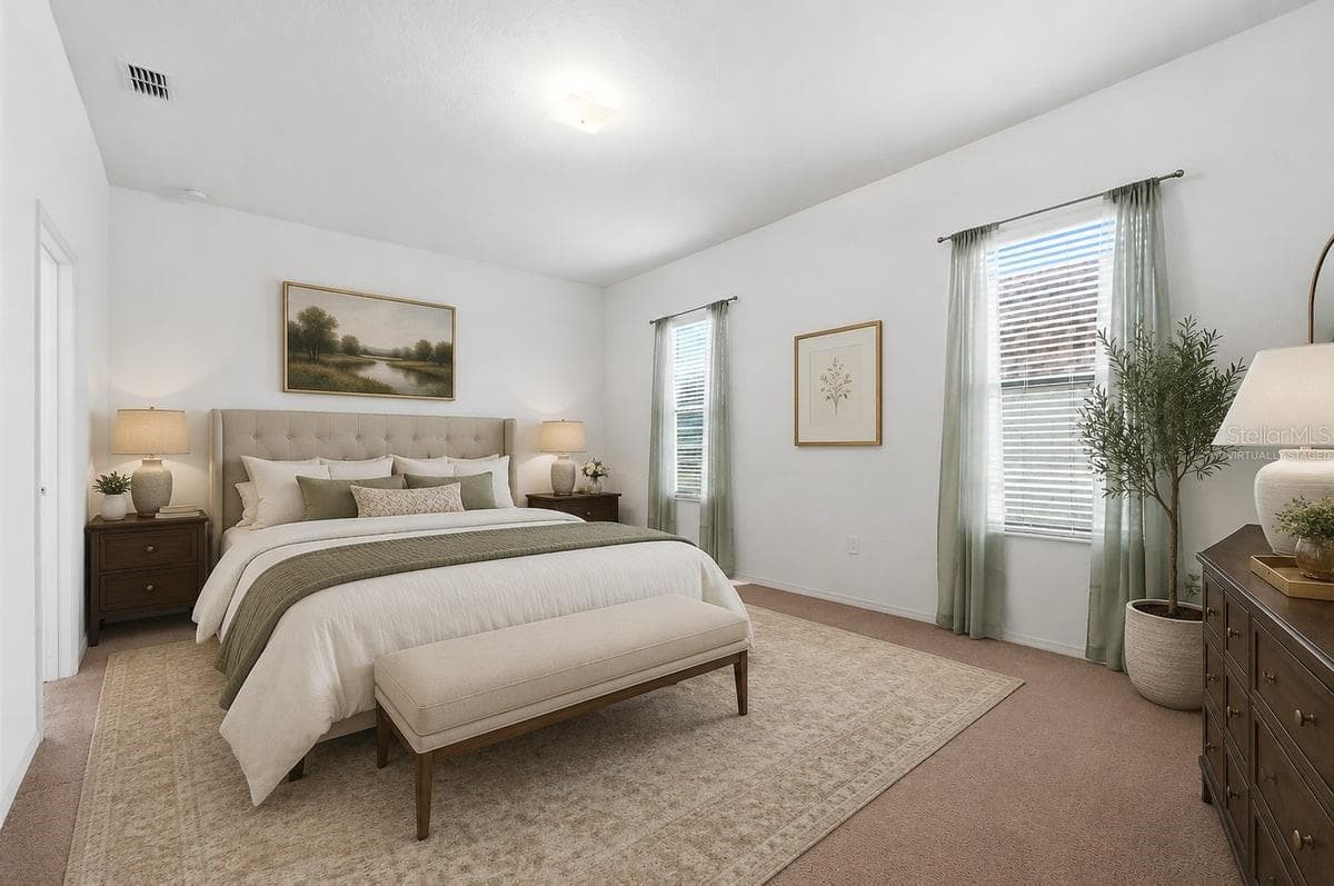 Virtually Staged Primary Bedroom - 4387 DINNER LAKE BLVD, LAKE WALES