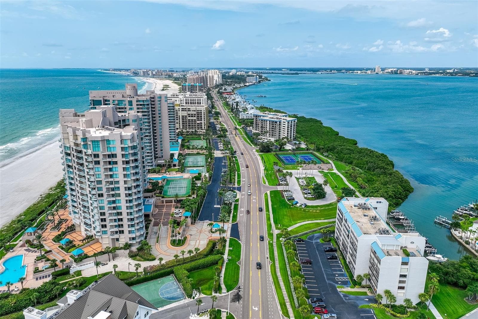 Harbour Condo Aerial View - 1581 GULF BLVD #203N, CLEARWATER BEACH