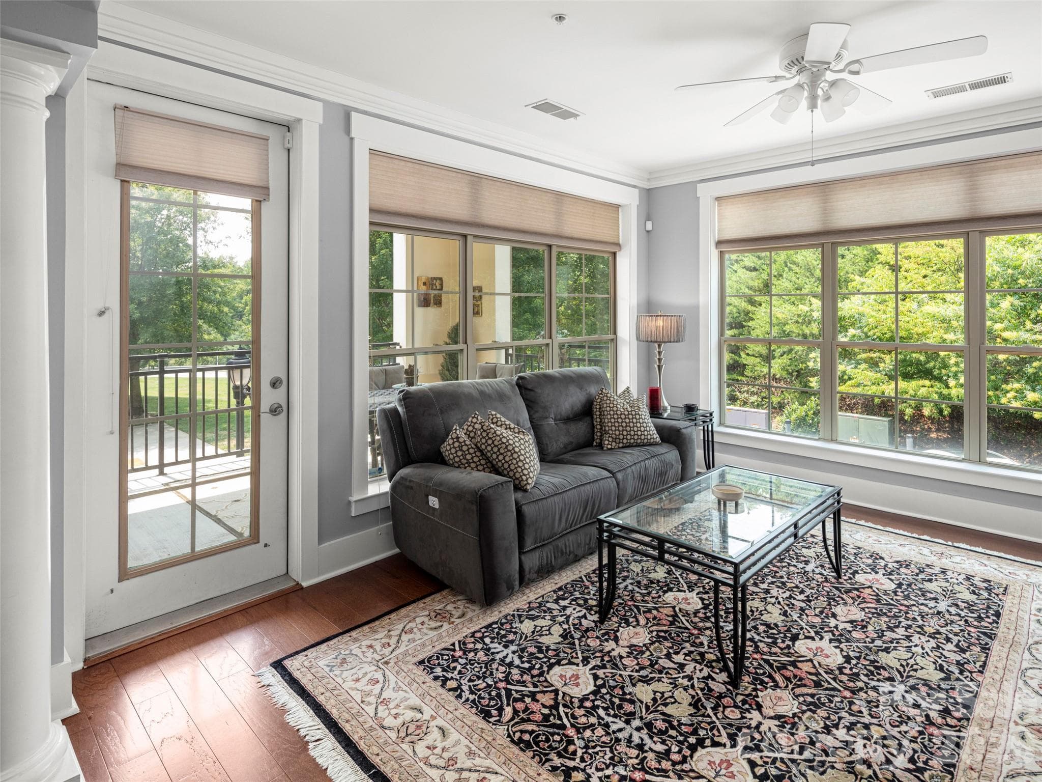 Living room with door to the Balcony - 5 Farleigh Street, Asheville
