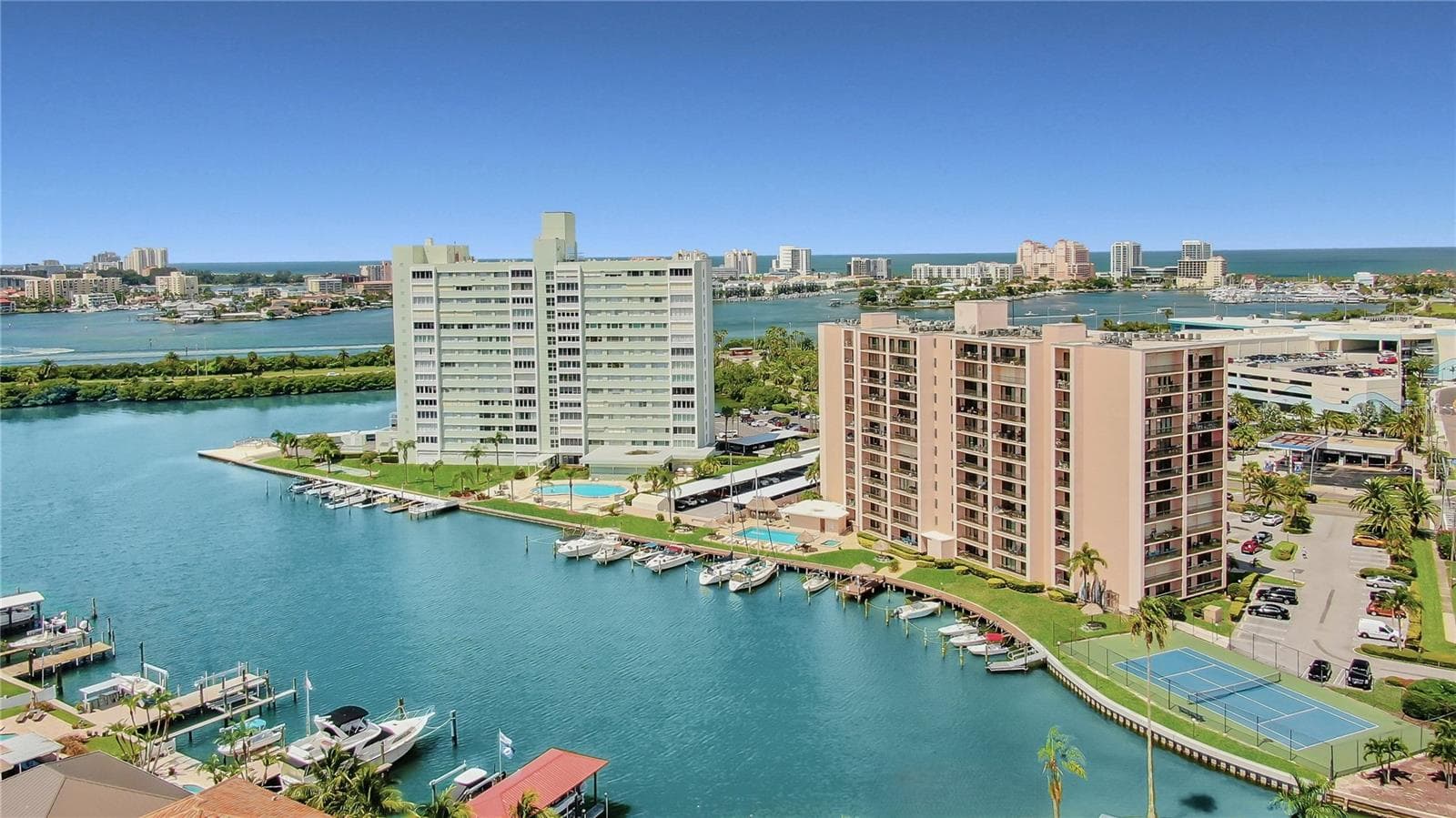 Aerial of 51 Island Way and Clearwater Beach. - 51 ISLAND WAY #311, CLEARWATER BEACH