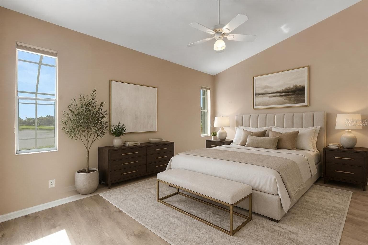 Primary Bedroomvirtually staged - 8976 WHITEMARSH AVE, SARASOTA