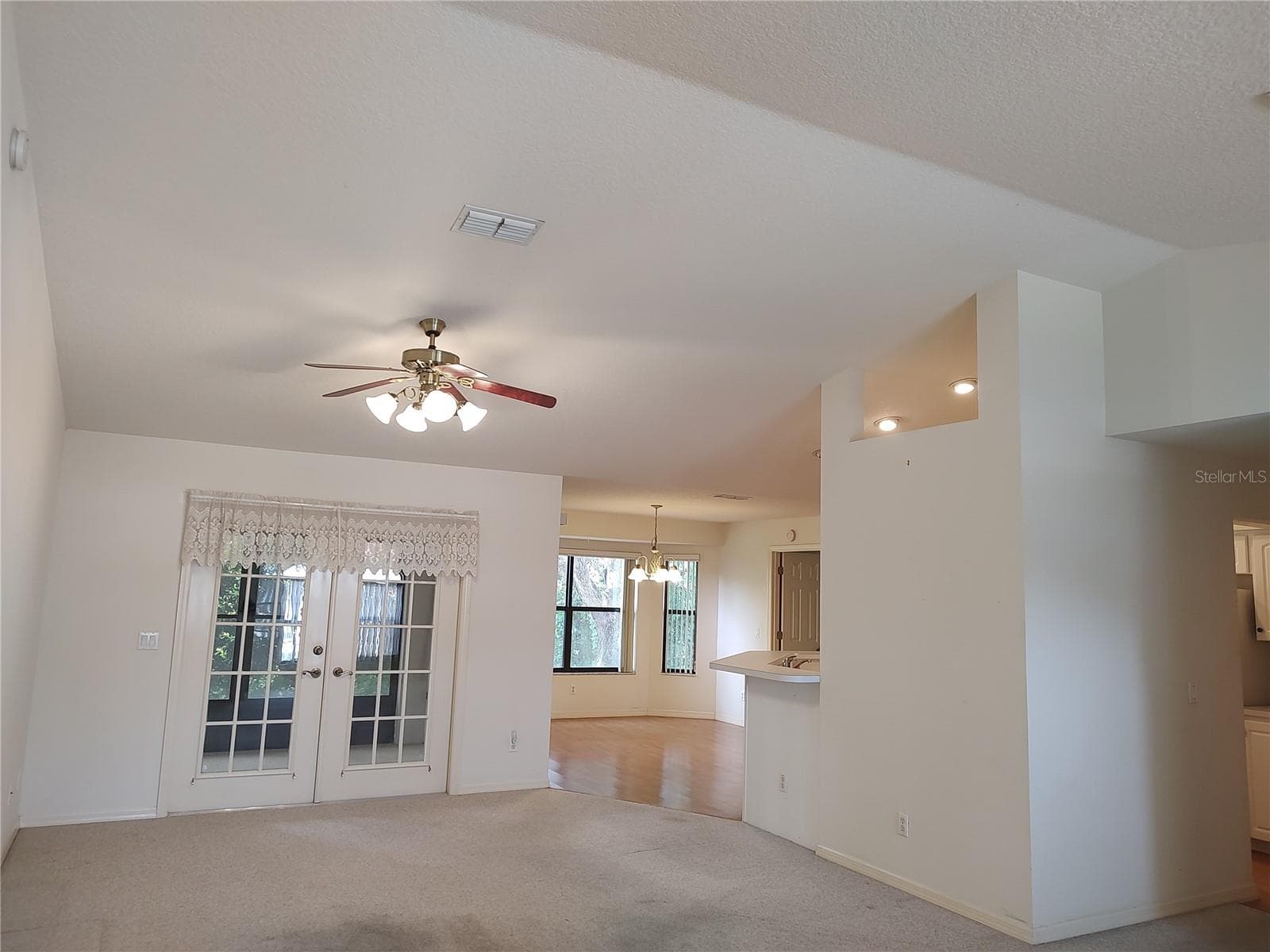 Cathedral ceiling in living room opens to porch - 3716 E COVE PARK TRL, HERNANDO