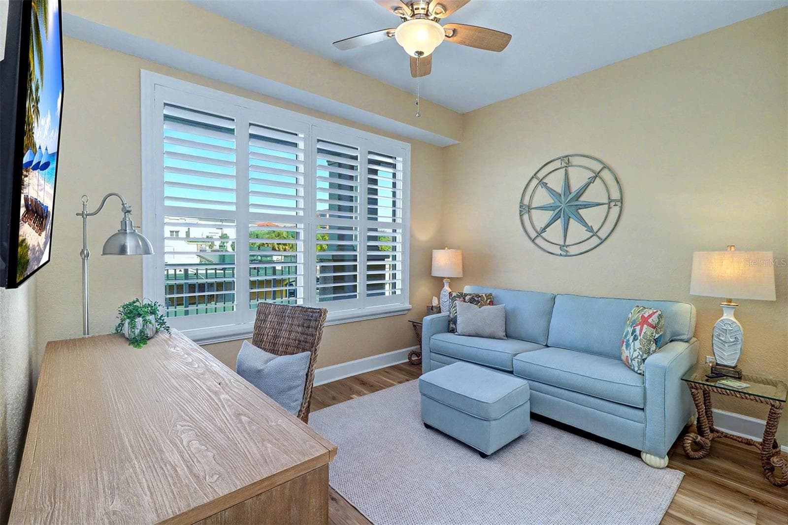 .. GUEST BEDROOM #2..New Plantation Shutters.. Currently being utilized as a home Office.. includes Sleeper Sofa and Pottery barn desk with 3 file drawers. Note: REFER TO FEATURE SHEET .. - 19519 GULF BLVD #202, INDIAN SHORES