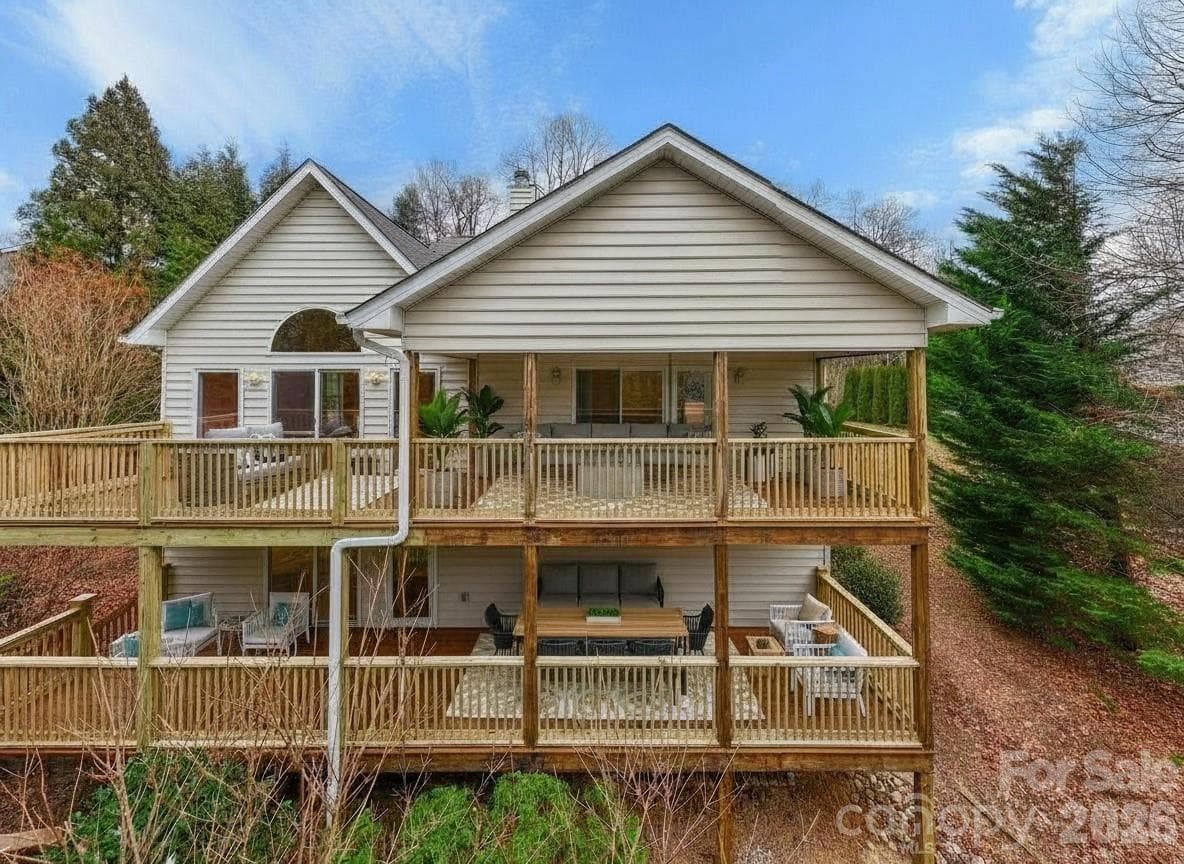 Back porch and deck virtually staged - 242 Carriage Summitt Way, Hendersonville