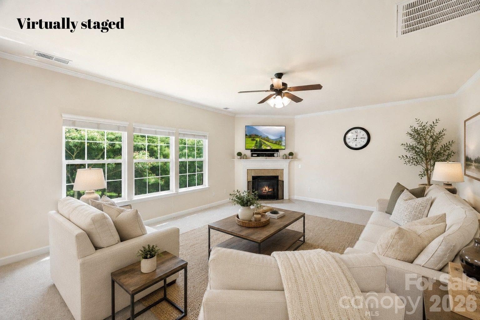 Living room virtually staged - Concord