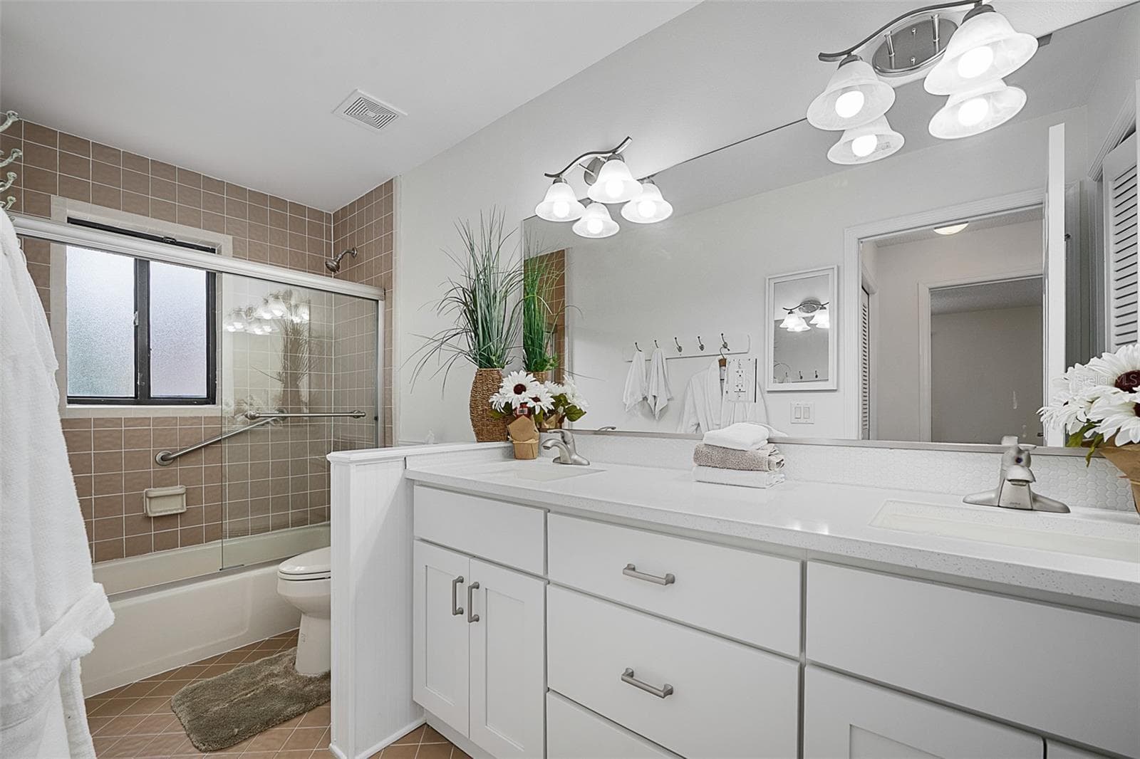 Bathroom 3 with brand new vanity, lights and mirror - 1 CROOKED BRIDGE WAY, ORMOND BEACH