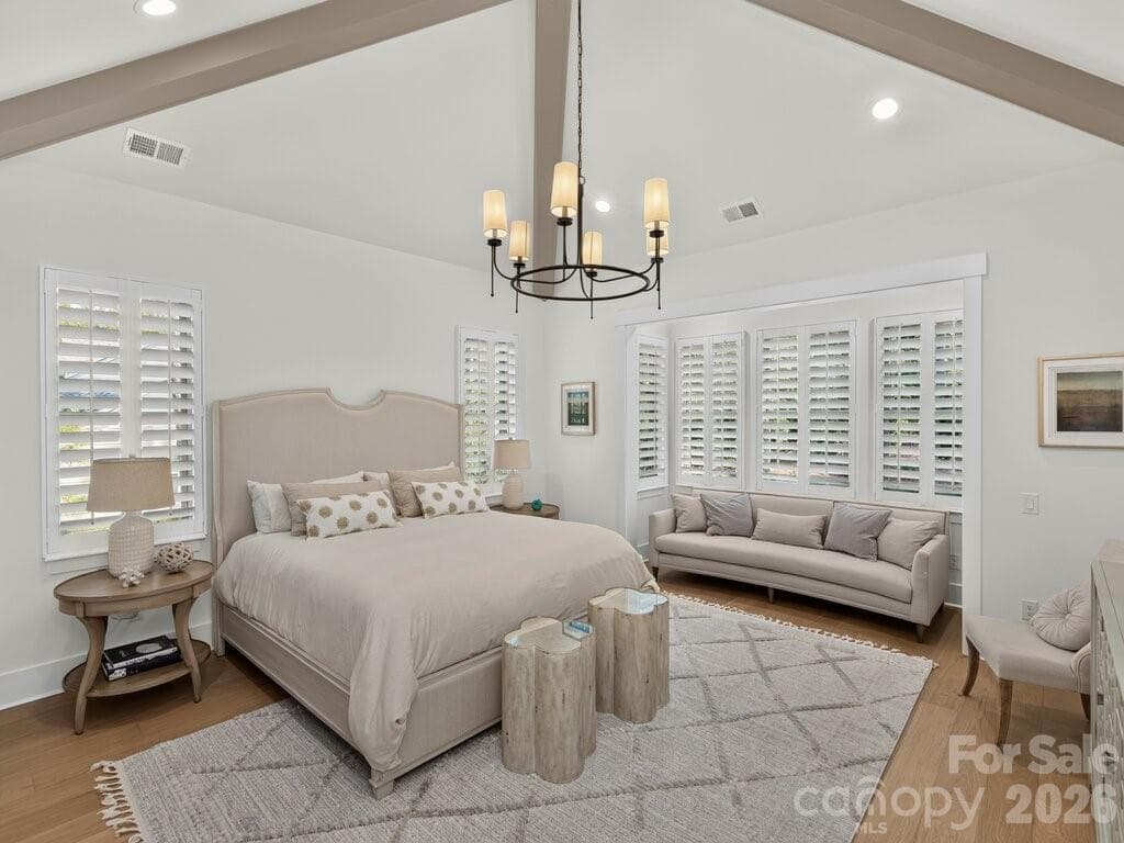 Primary Bedroom Vault with Stained Beams - 3098 Sherman Drive, Lancaster