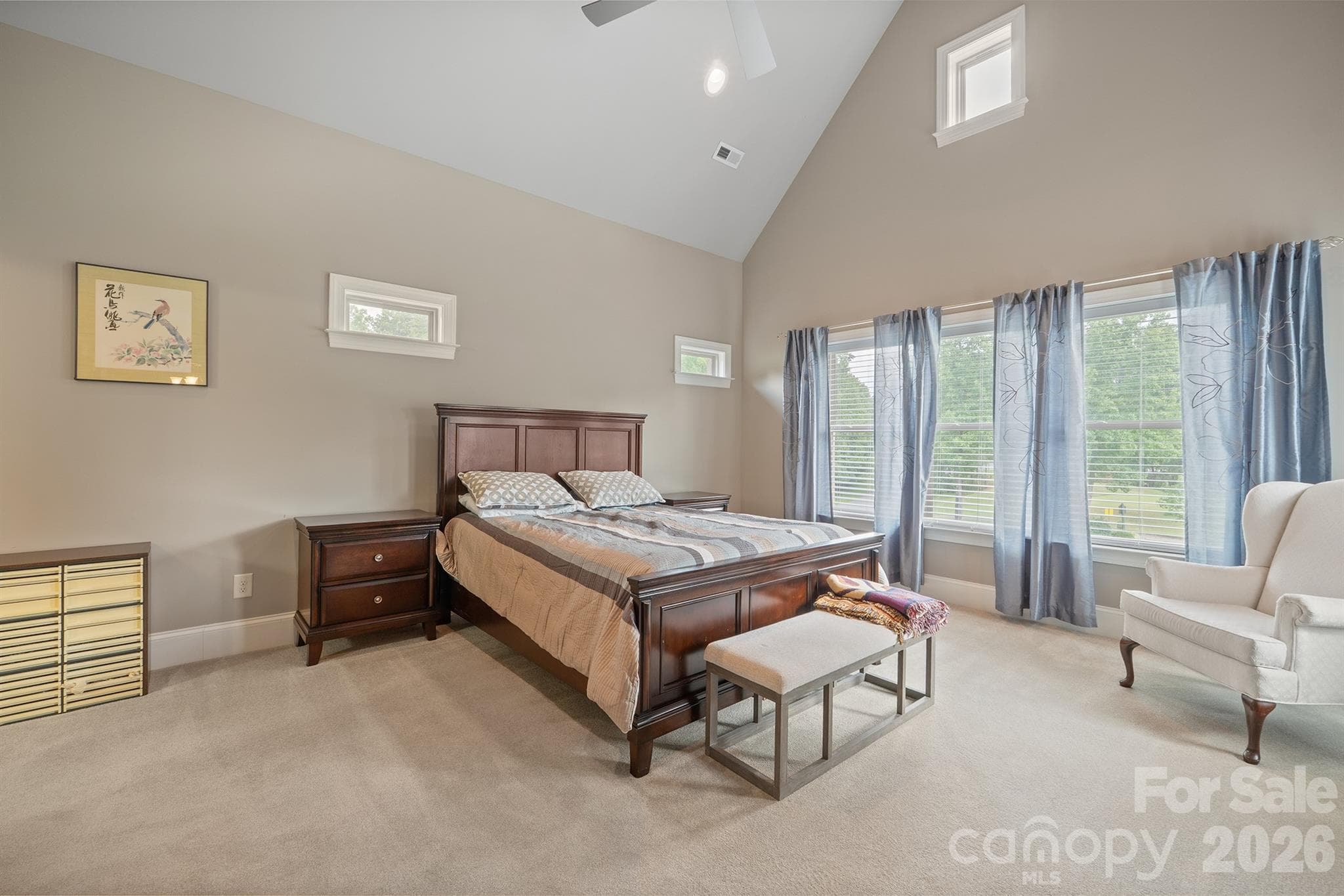 Primary with vaulted ceilings and so much light - 121 Cheyenne Lane, Statesville