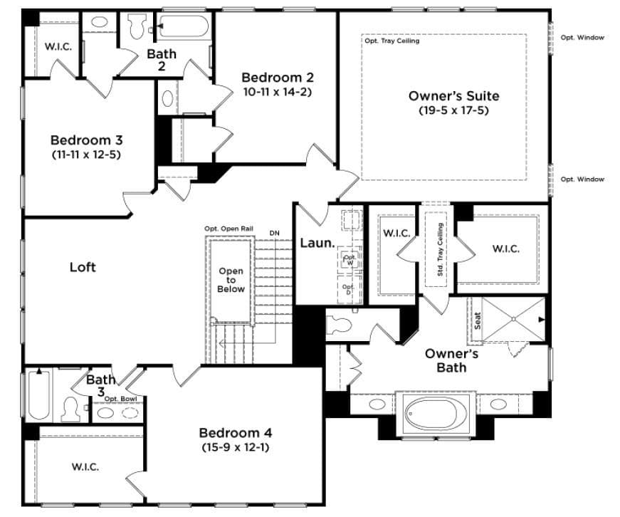 Floor Plan for Stonehaven Currently Under Construction - Second Floor - 3031 Grandiose Drive, Indian Trail