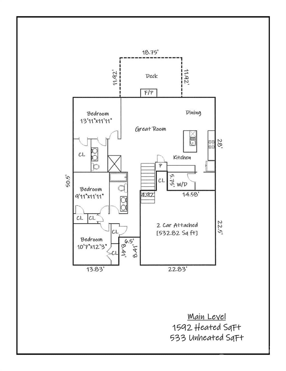 Floor Plan Main Level - Hickory