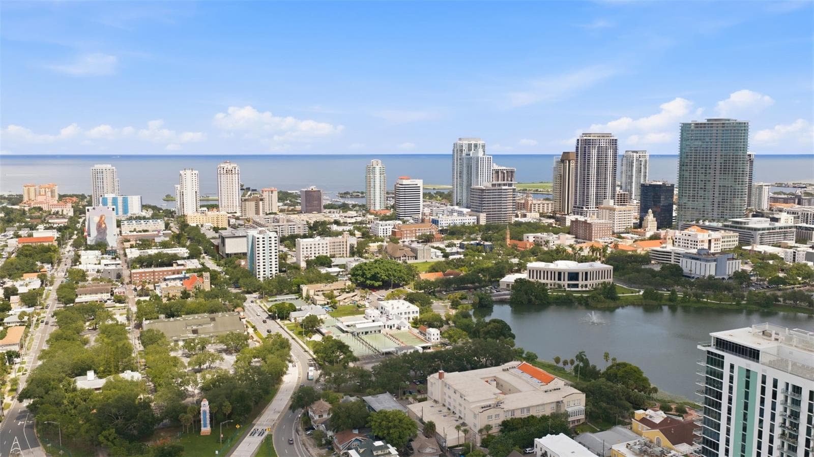 Aerial view highlighting the impressive proximity to the Downtown St. Pete skyline. - 841 4TH AVE N #27, ST PETERSBURG