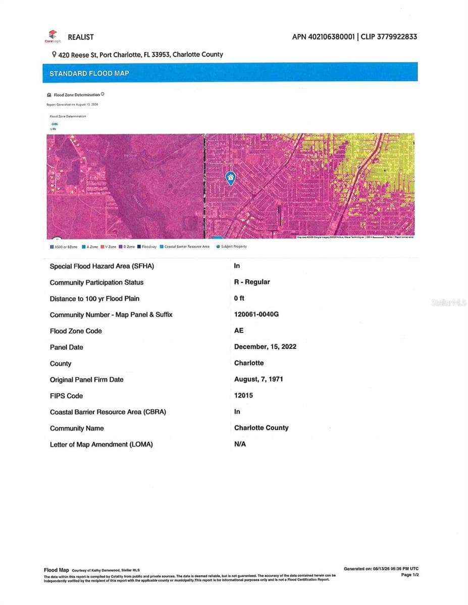 Flood Map - 420 REESE ST, PORT CHARLOTTE