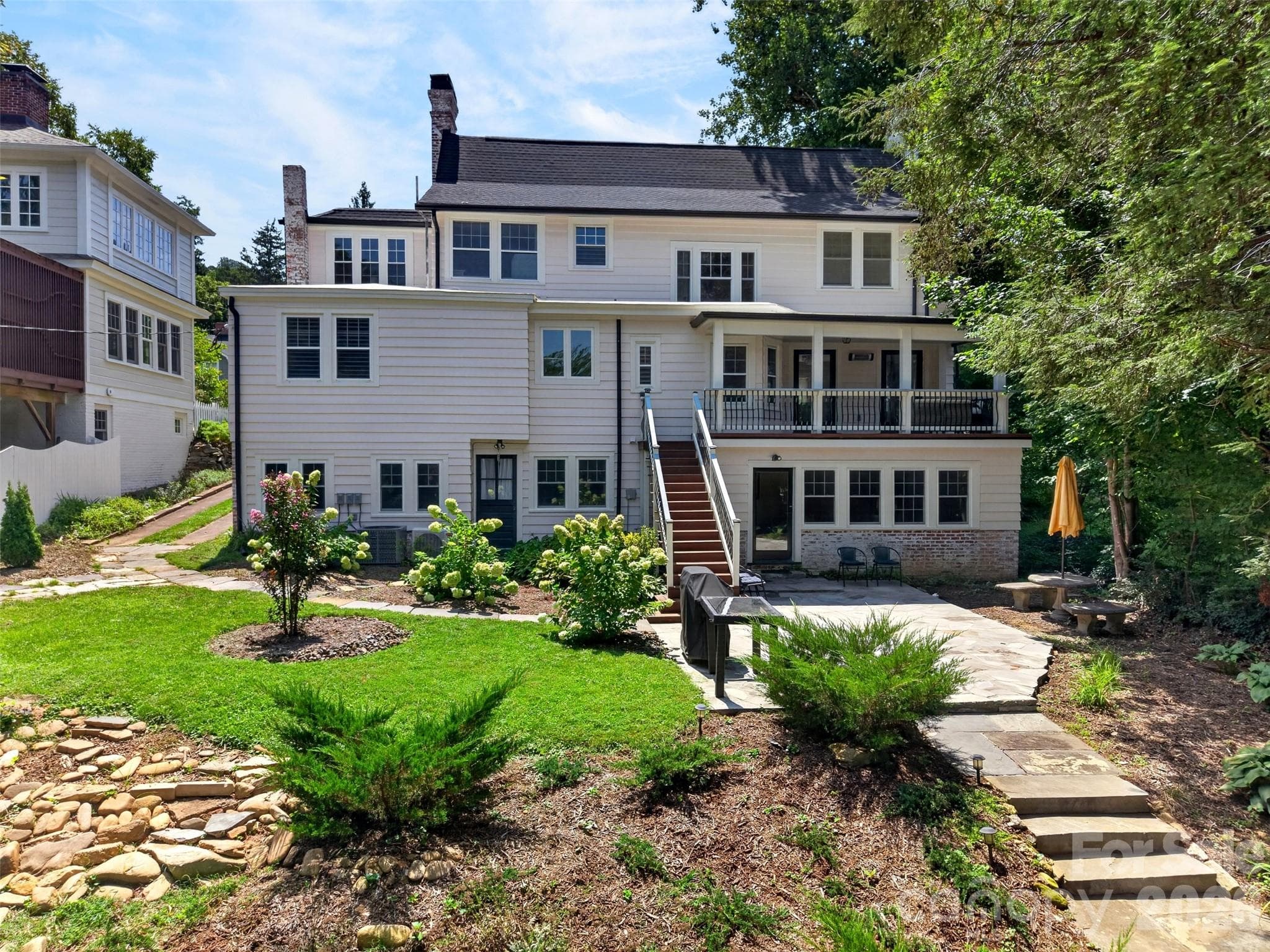 Back of house and terraced gardens - 55 Edgemont Road, Asheville