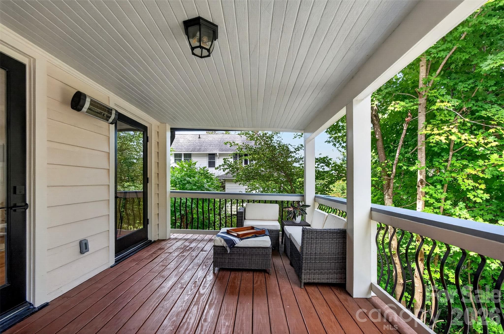 Upper level deck with heater off of living room - 55 Edgemont Road, Asheville