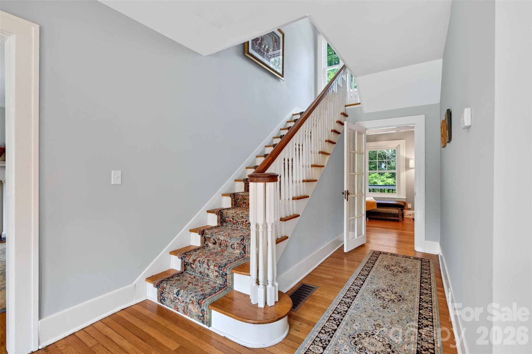 Main stairway to upper level - 55 Edgemont Road, Asheville