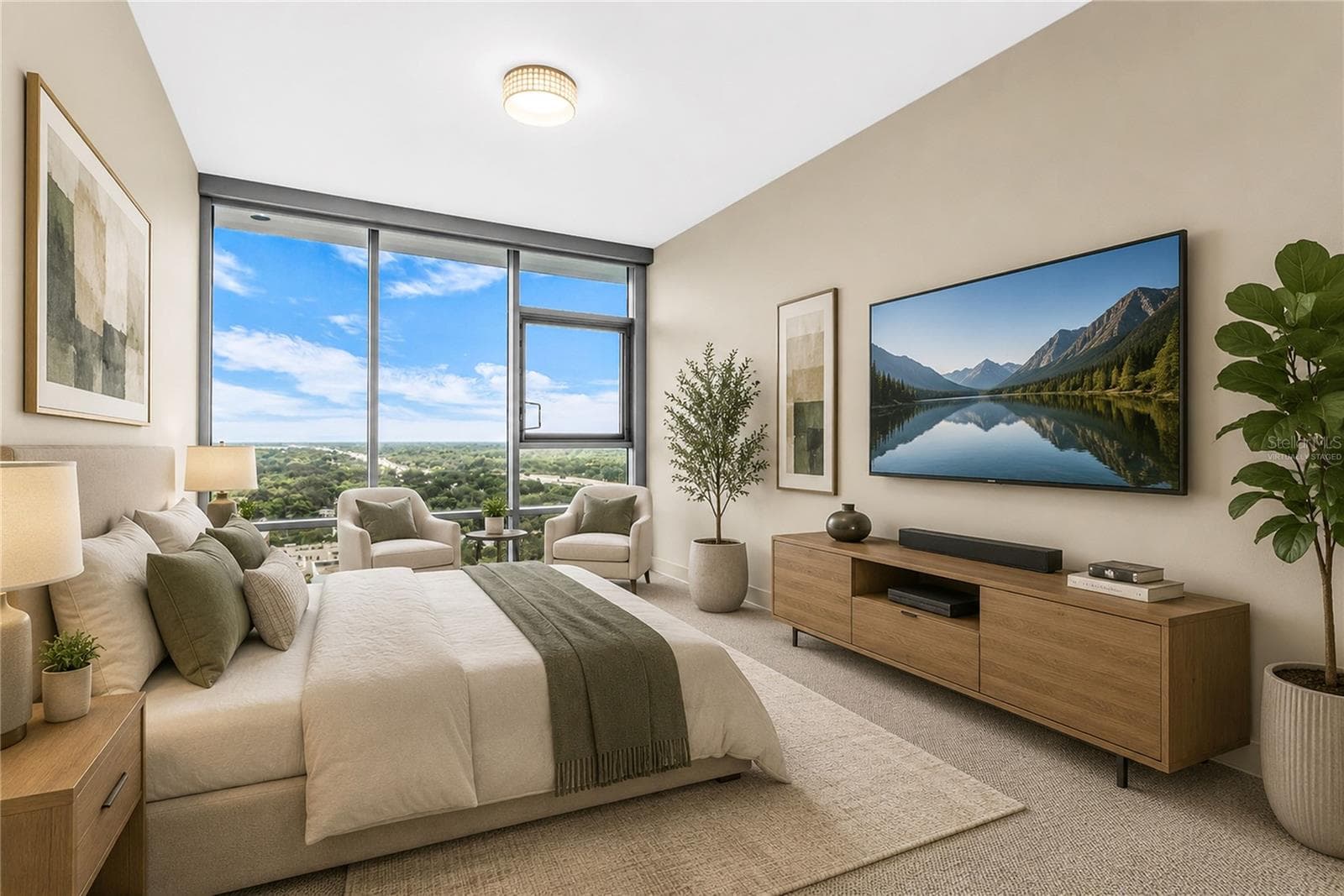 Virtually staged Primary Bedroom - 260 S OSCEOLA AVE #1602, ORLANDO