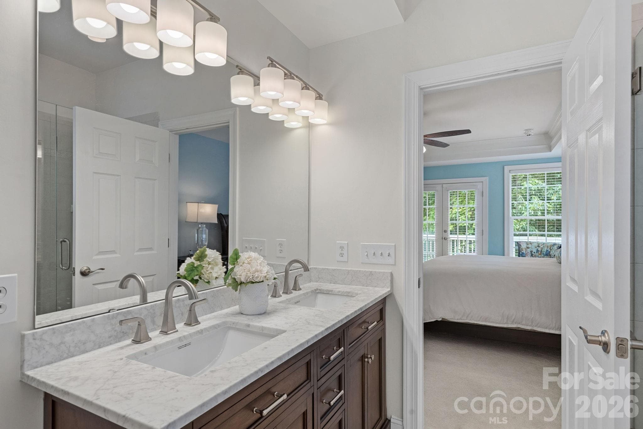 Primary master bath with new vanity and light - Huntersville