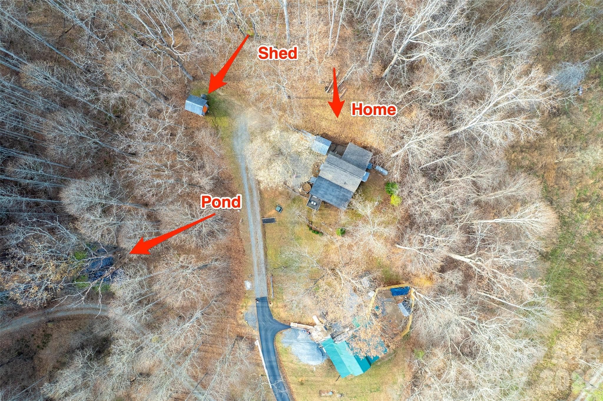 Aerial Photo with Pond - 90 Davidson Gap Road, Leicester