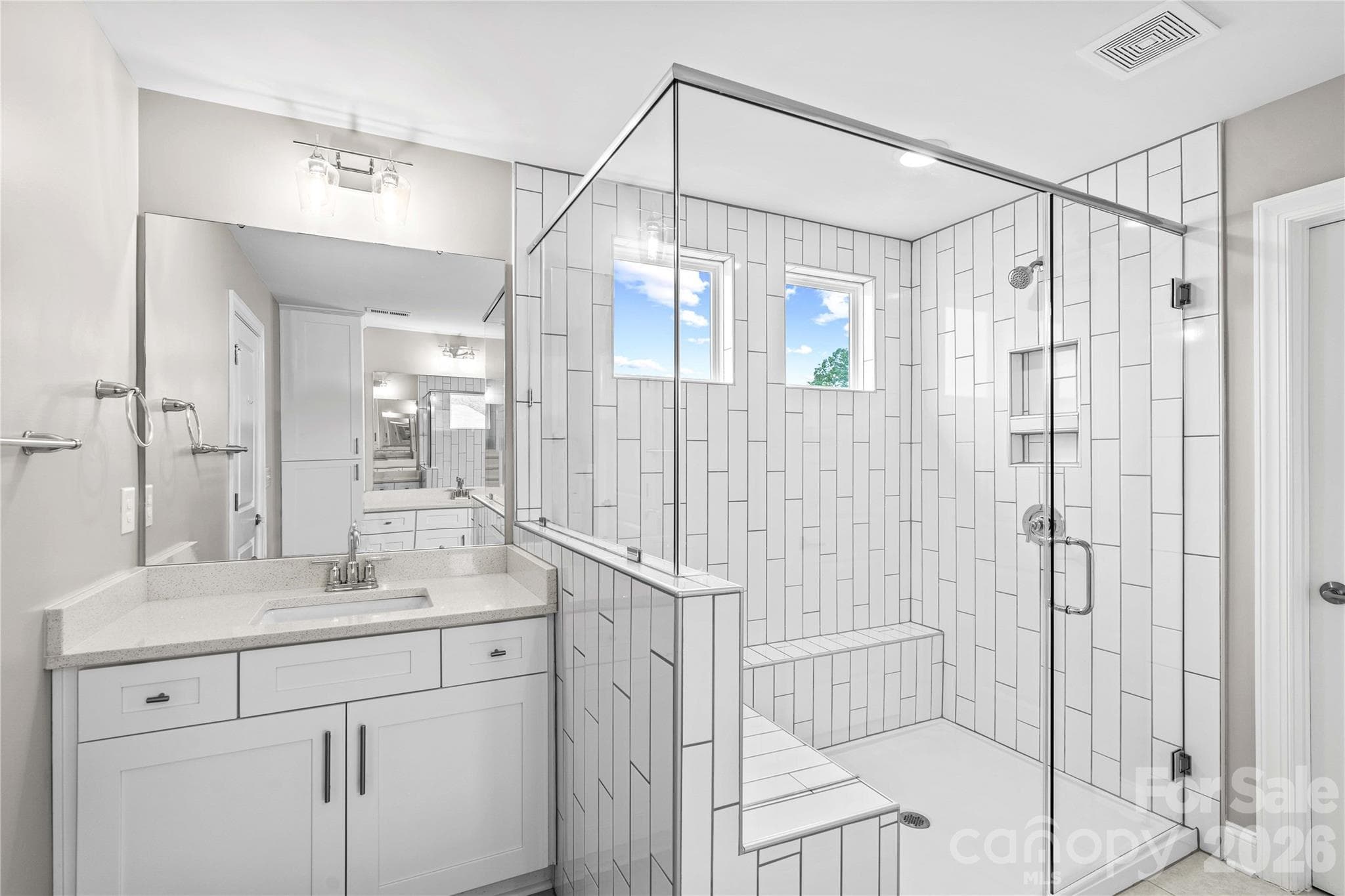 Primary Bath with oversized walkin shower, dual vanities - 117 Farrier Lane, Statesville