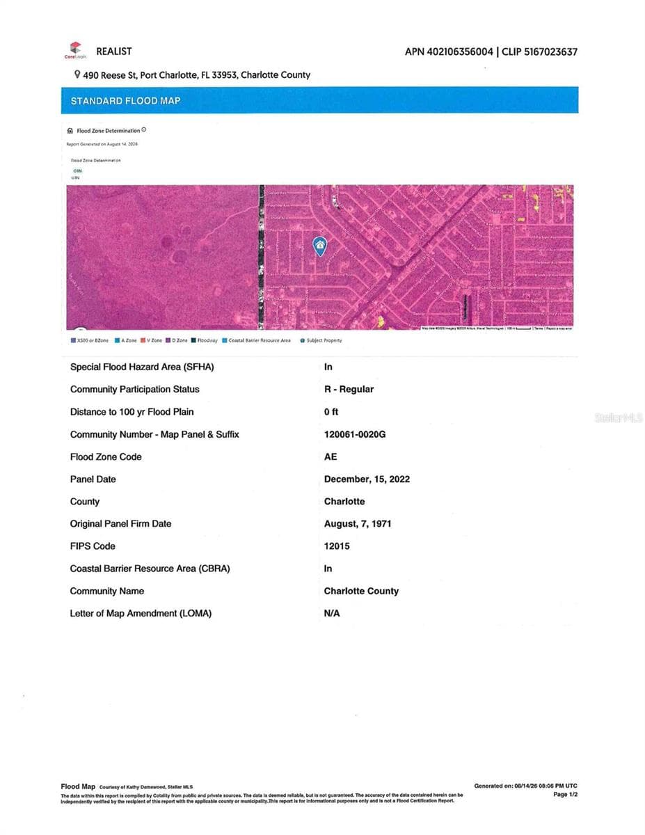 Flood Map - 490 REESE ST, PORT CHARLOTTE