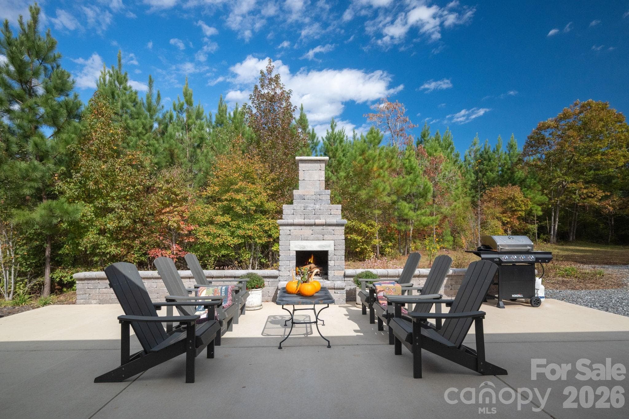 Concrete block fireplace w/ built-in bench wall - 1260 Beaver Island Trail Road, Walnut Cove